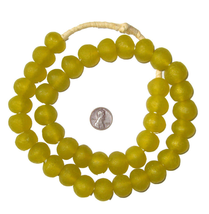 Yellow Recycled Glass Beads (18mm) - The Bead Chest