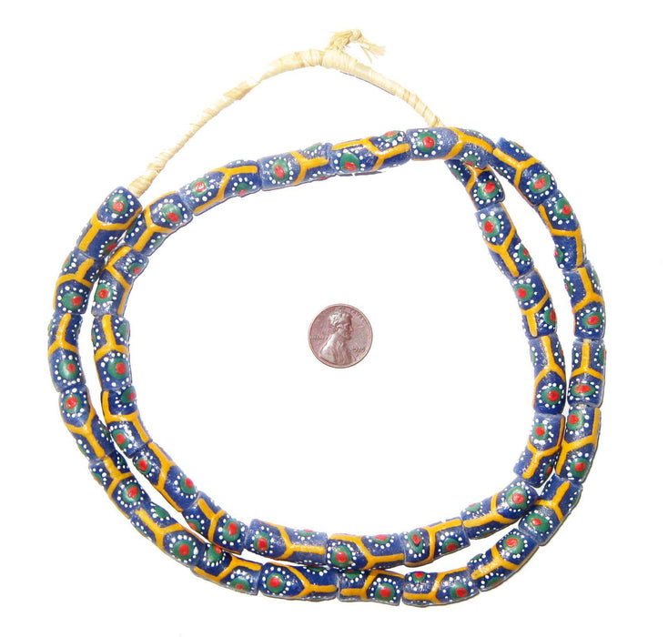 Flower Krobo Powder Glass Beads (Long Strand) - The Bead Chest