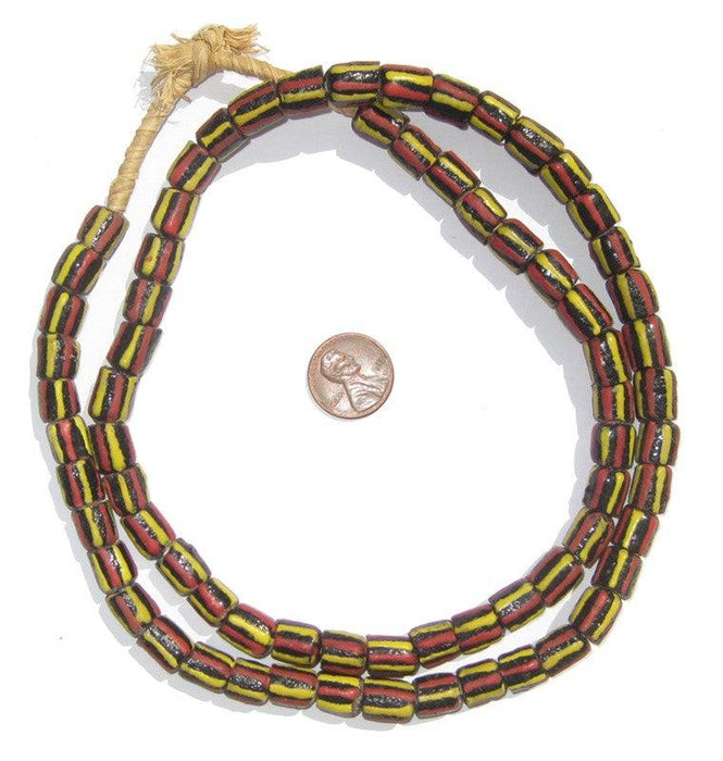 Krobo Jamaica Chevron Glass Beads - The Bead Chest