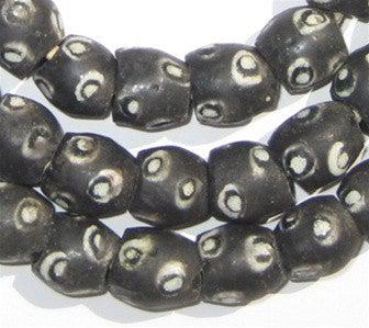Black Evil Eye Krobo Powder Glass Beads - The Bead Chest