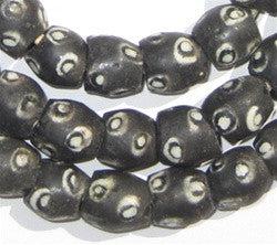 Black Evil Eye Krobo Powder Glass Beads - The Bead Chest