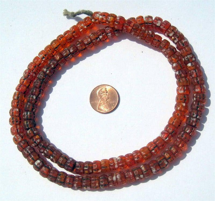 Kakamba Prosser Beads,Orange Color - The Bead Chest