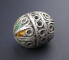 Artisanal Enameled Round Silver Berber Bead