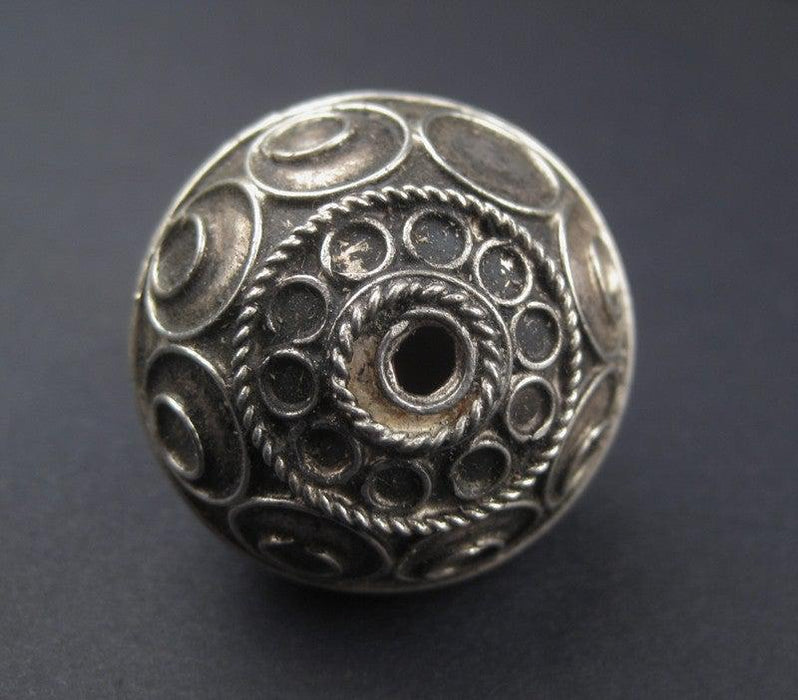 Artisanal Fancy Round Moroccan Silver Bead - The Bead Chest