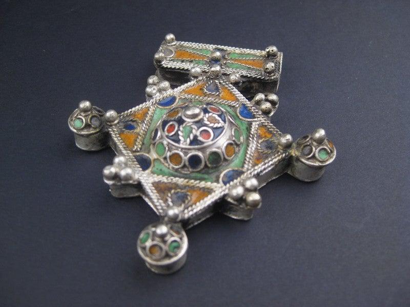 Multicolor Enameled Berber Pendant (Large) - The Bead Chest