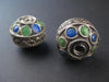 Enameled Blue-Green Berber Beads (2 pieces)