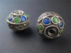 Enameled Blue-Green Berber Beads (2 pieces) - The Bead Chest