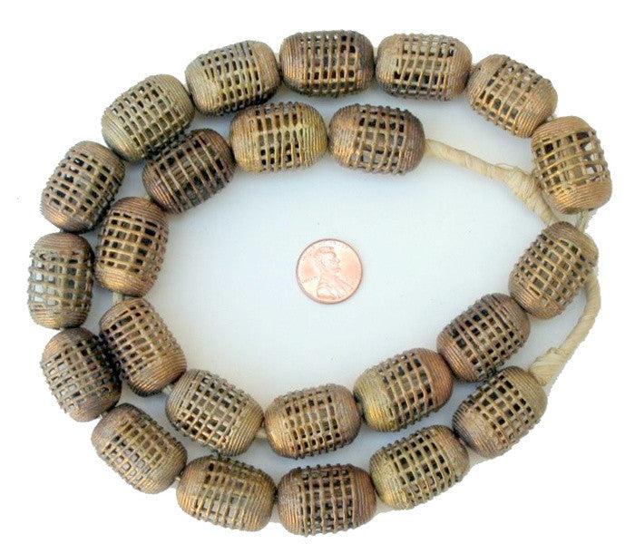 Brass Filigree Beads (Round, Cylindrical) - The Bead Chest
