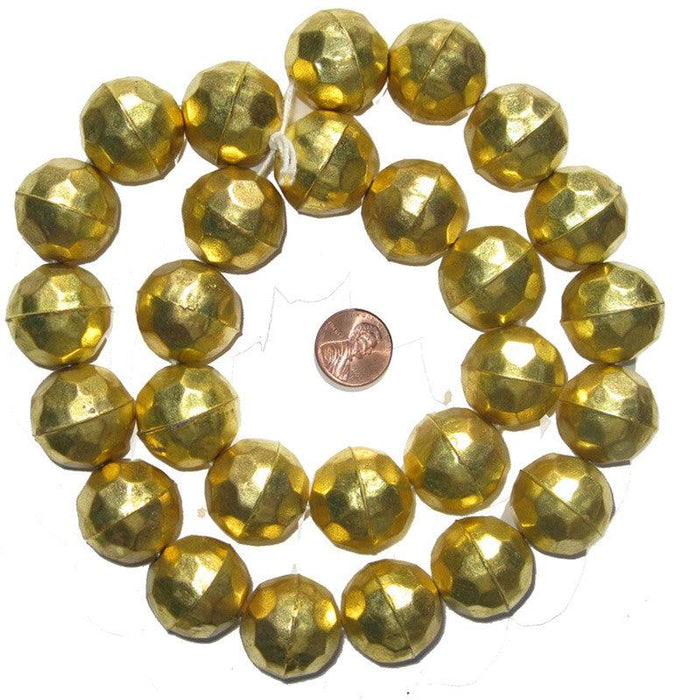 Faceted Aluminum Gold Color Beads (24mm) - The Bead Chest
