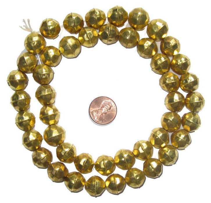 Faceted Aluminum Gold Color Beads (14mm) - The Bead Chest