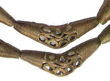 Eye Design Brass Filigree Elbow Beads (53x17mm) - The Bead Chest