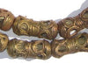 Eye Design Barrel Ghana Brass Filigree Beads (26x12mm)