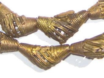 Striated Brass Filigree Elbow Beads (28x12mm) - The Bead Chest