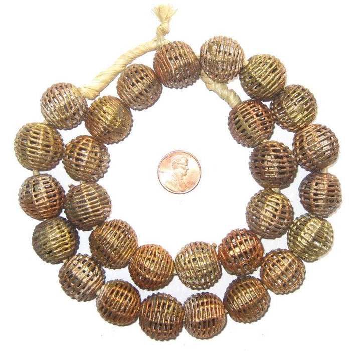 Basket Design Brass Filigree Globe Beads (20mm) - The Bead Chest