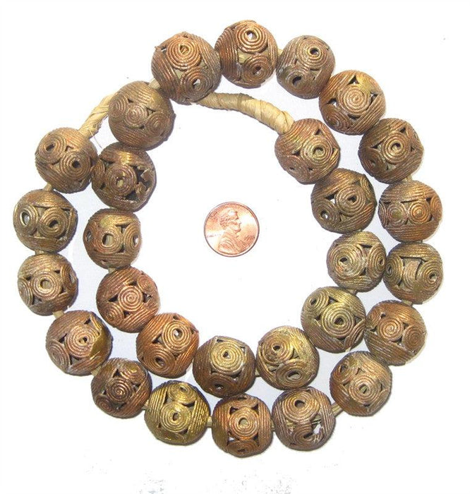 Spiral Brass Filigree Globe Beads (20mm) - The Bead Chest