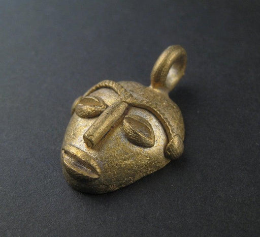 Traditional Mask Brass Pendant from Africa - The Bead Chest