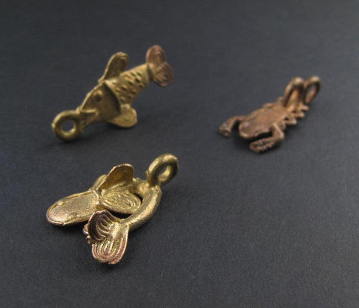 Aquatic Pack of Ghana Brass Pendants (3 pieces) - The Bead Chest
