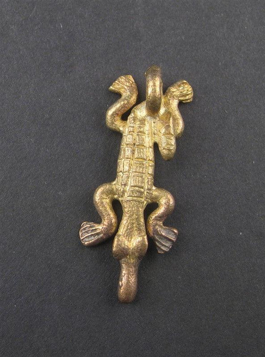 Alligator Brass Pendant from Africa - The Bead Chest