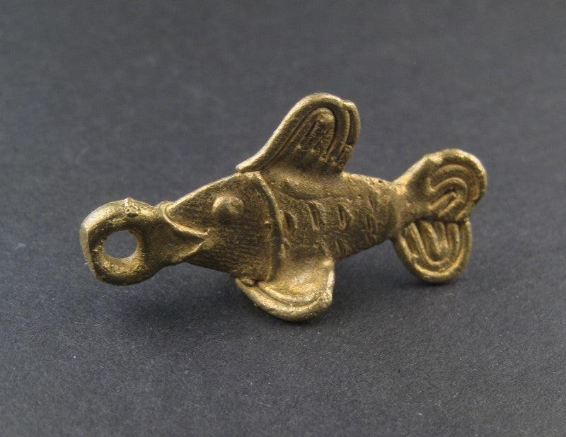 Fish Brass Pendant from Africa - The Bead Chest