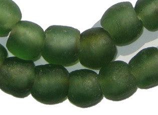 Deep Green Recycled Glass Beads (14mm) - The Bead Chest