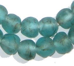 Aqua Black Swirl Recycled Glass Beads (14mm) - The Bead Chest