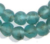 Aqua Black Swirl Recycled Glass Beads (14mm)