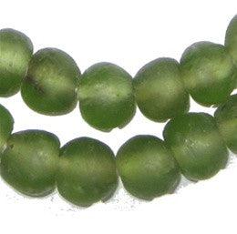 Asparagus Green Recycled Glass Beads (14mm) - The Bead Chest