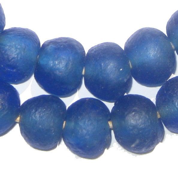 Blue Recycled Glass Beads (18mm) - The Bead Chest