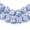 Blue & White Fused Recycled Glass Beads (14mm)