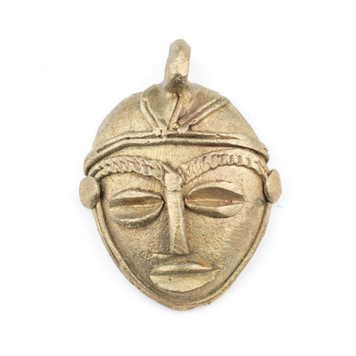 African Brass Mask Pendant (39x35mm) - The Bead Chest