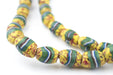 Blue, Green, Yellow Striped Oval Venetian Trade Beads - The Bead Chest