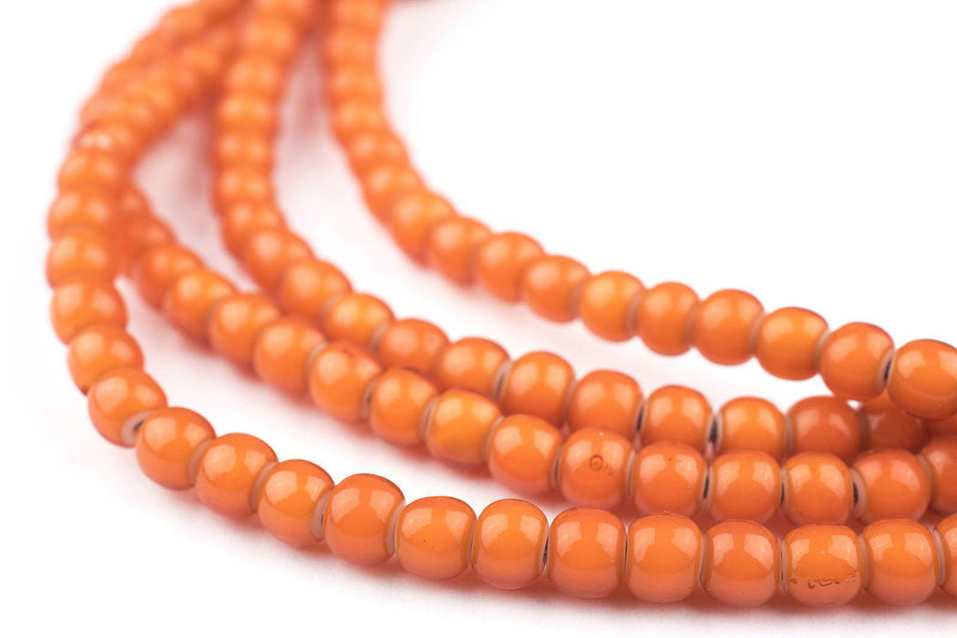 Orange White Heart Beads (5mm) - The Bead Chest