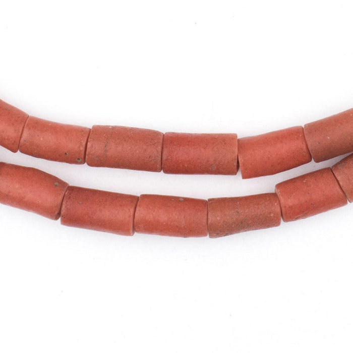 Yoruba Mock Coral Sandcast Tube Beads (12x6mm) - The Bead Chest