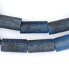 Translucent Blue Fulani Glass Tube Beads (17mm)