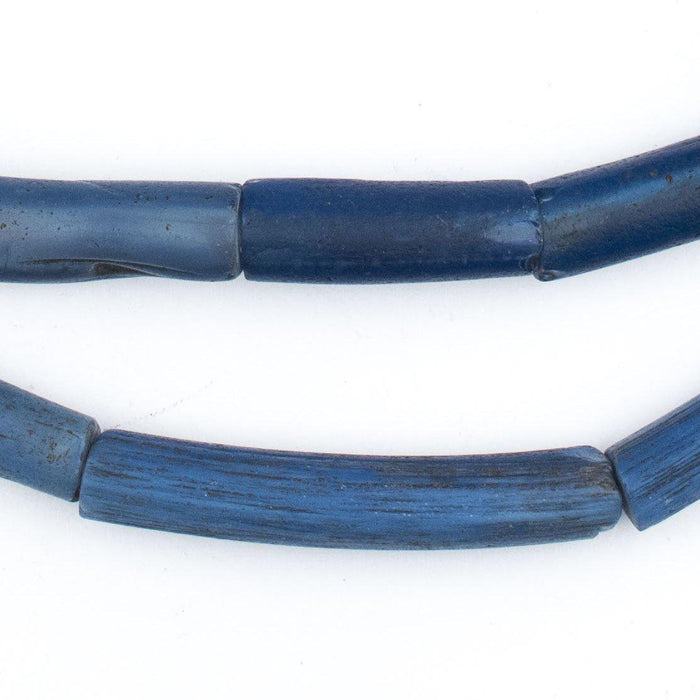 Tranlucent Blue Fulani Glass Tube Beads (8mm) - The Bead Chest