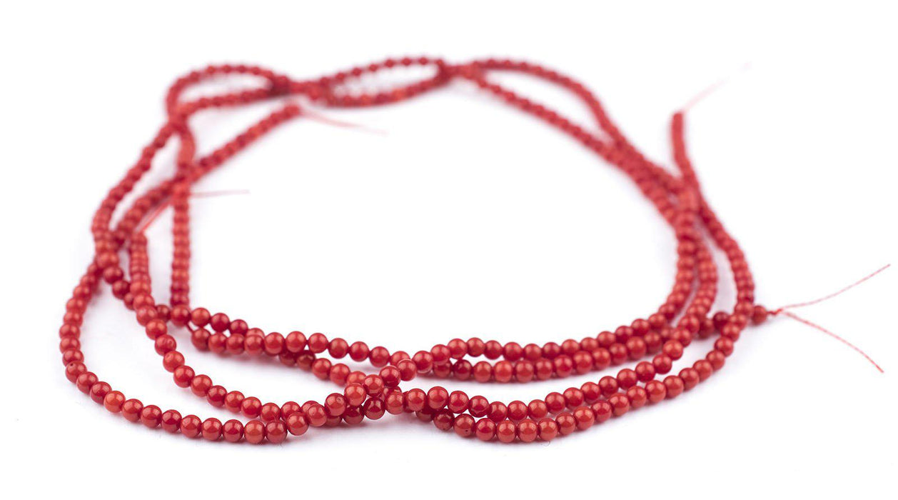 Crimson Red Bamboo Coral Seed Beads (3mm) - The Bead Chest