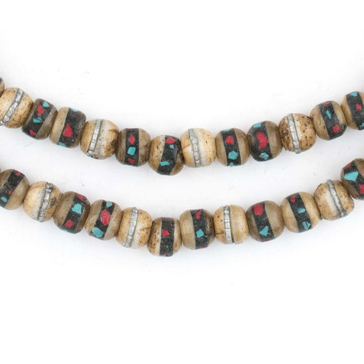 Rustic Inlaid Yak Bone Mala Beads (6mm) - The Bead Chest
