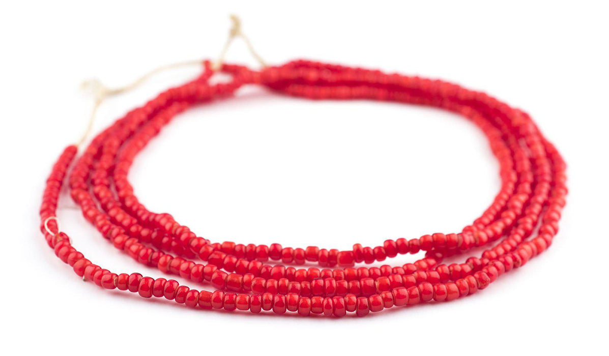 Bright Red White Heart Beads (4mm) - The Bead Chest