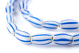 Blue & White Venetian Watermelon Chevron Beads (14x7mm) - The Bead Chest