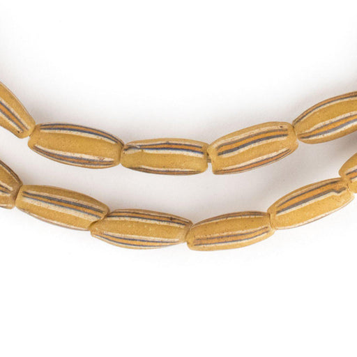 Rustic Yellow Venetian Watermelon Chevron Beads (14x6mm) - The Bead Chest