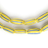 Yellow & Blue Venetian Watermelon Chevron Beads (16x7mm)