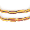 Bright Yellow & Red Venetian Watermelon Chevron Beads (14x7mm)