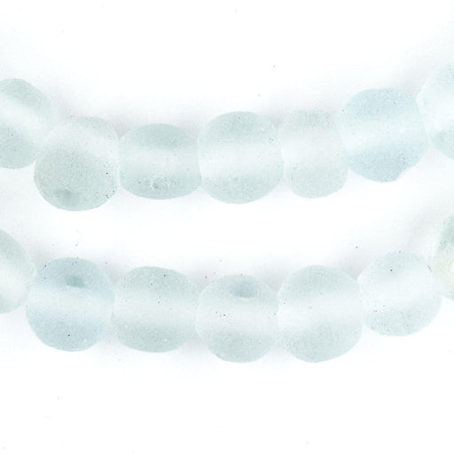 Clear Aqua Round Java Recycled Glass Beads (11mm) - The Bead Chest