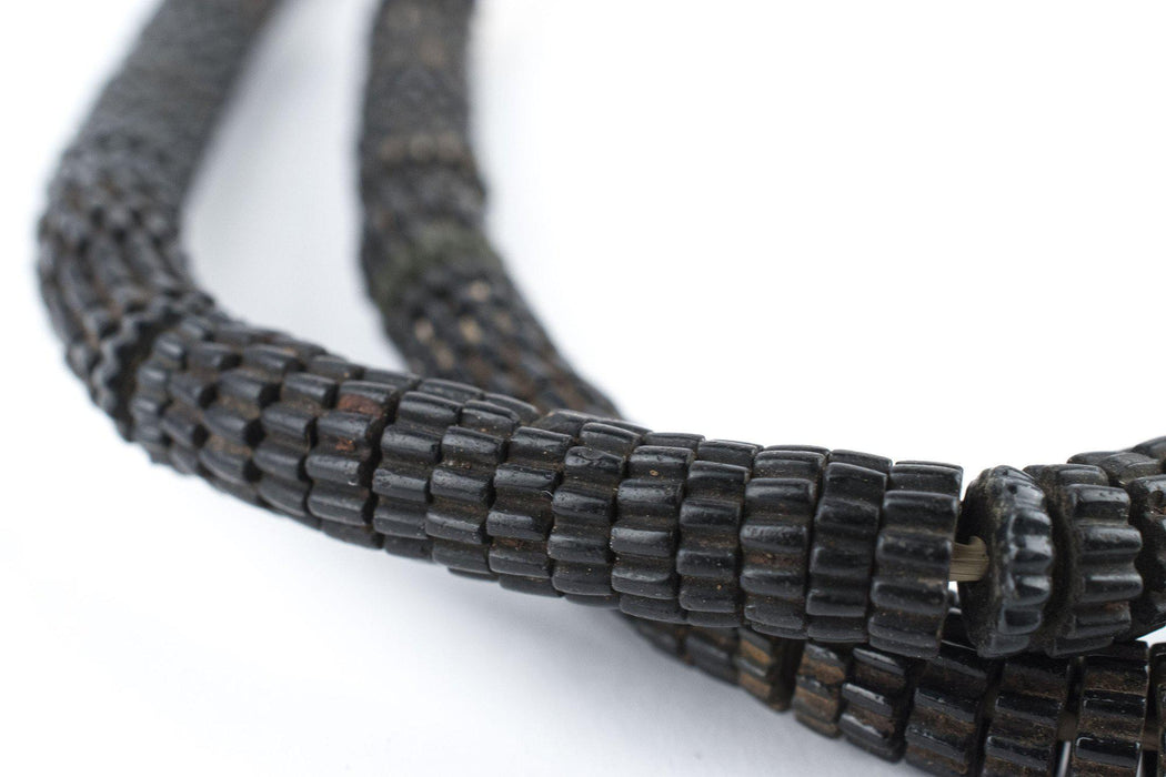 Black Vintage Czech Prosser Gear Beads - The Bead Chest