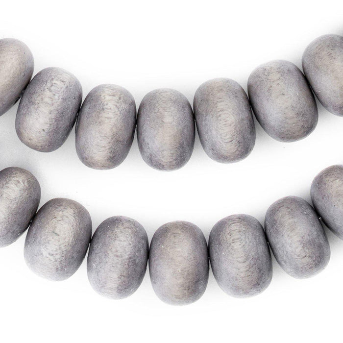 Grey Abacus Natural Wood Beads (10x15mm) - The Bead Chest