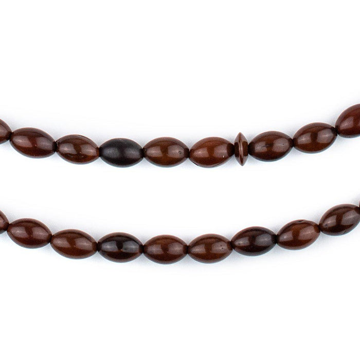 Dark Brown Oval Wooden Arabian Prayer Beads (5x8mm) - The Bead Chest