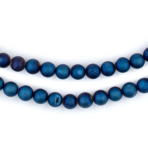 Blue Round Druzy Agate Beads (6mm) - The Bead Chest