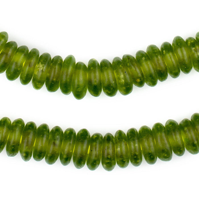 Lime Green Rondelle Recycled Glass Beads - The Bead Chest