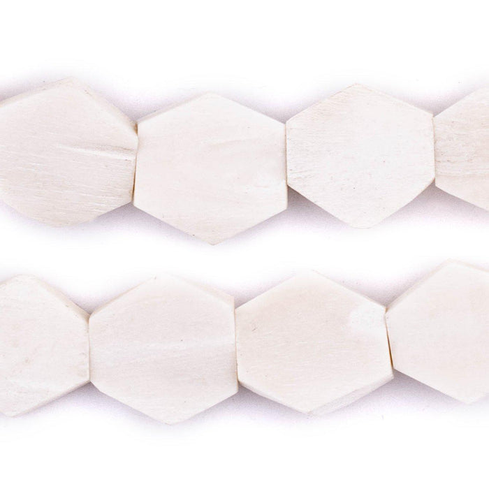 White Kenya Bone Beads (Hexagon) - The Bead Chest