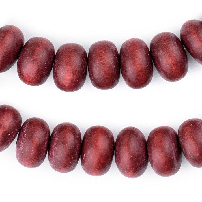 Cherry Red Abacus Natural Wood Beads (10x15mm) - The Bead Chest